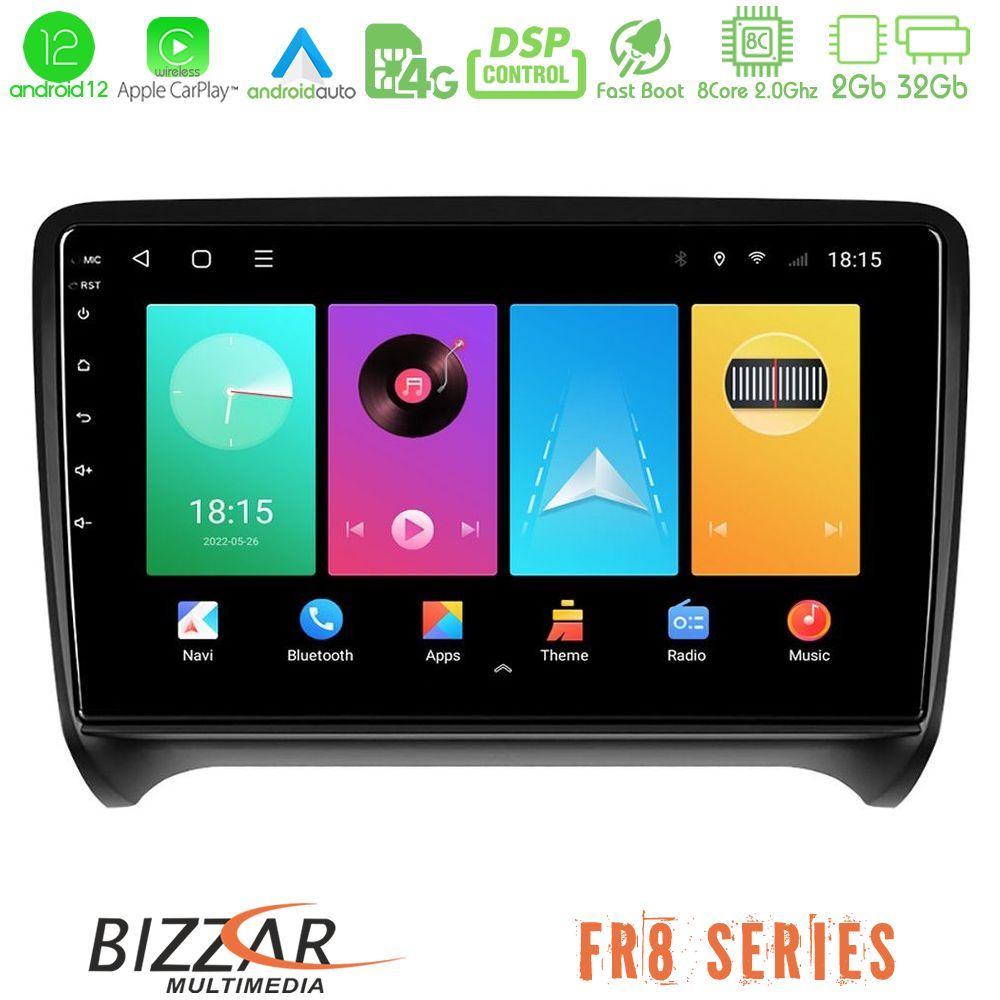 Bizzar FR8 Series Audi TT B7 8core Android12 2+32GB Navigation Multimedia Tablet 9" - U-FR8-AU0828