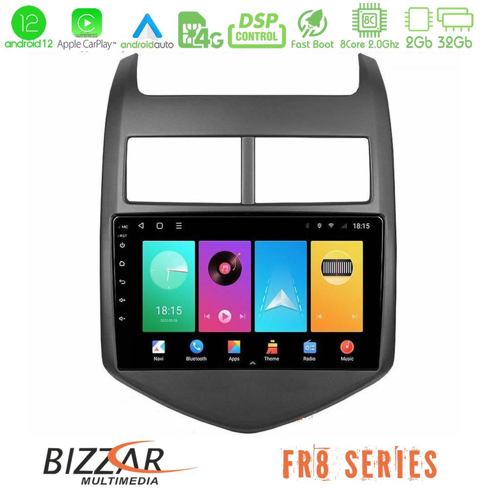 Bizzar FR8 Series Chevrolet Aveo 2011-2017 8core Android12 2+32GB Navigation Multimedia Tablet 9" - U-FR8-CV0243
