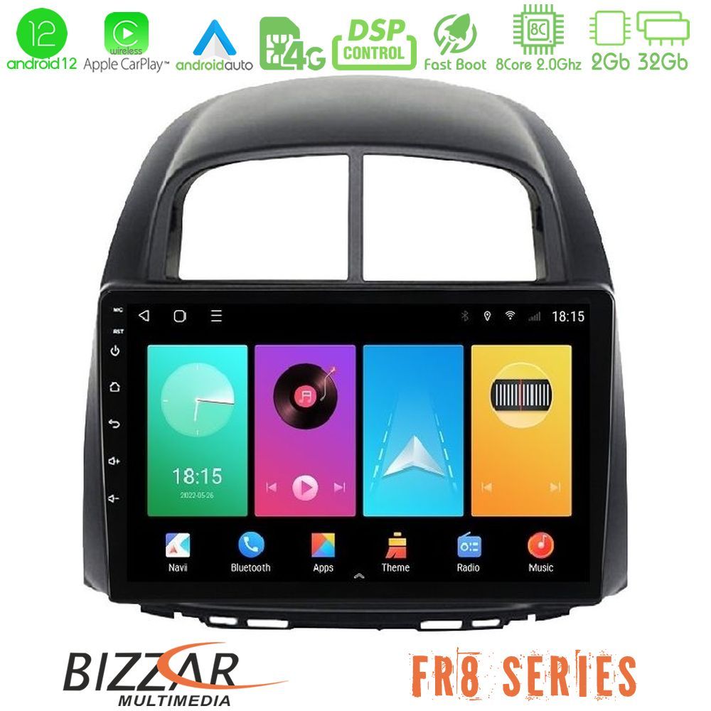 Bizzar FR8 Series Daihatsu Sirion/Subaru Justy 8core Android12 2+32GB Navigation Multimedia Tablet 10″