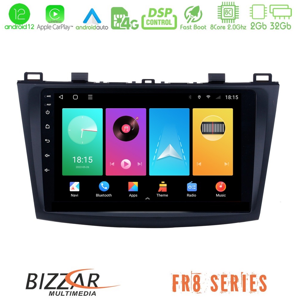 Bizzar FR8 Series Mazda 3 2009-2014 8core Android12 2+32GB Navigation Multimedia Tablet 9″