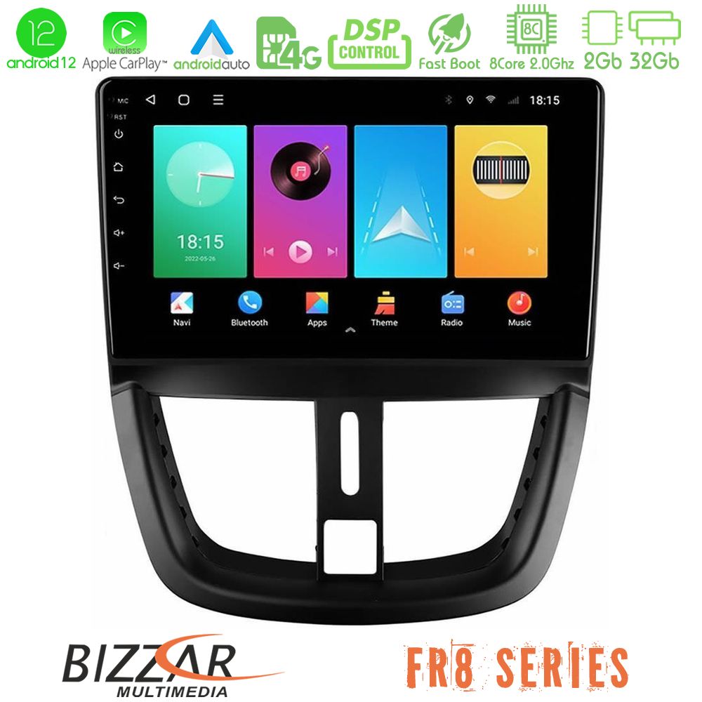 Bizzar FR8 Series Peugeot 207 8core Android12 2+32GB Navigation Multimedia Tablet 9" - U-FR8-PG0688