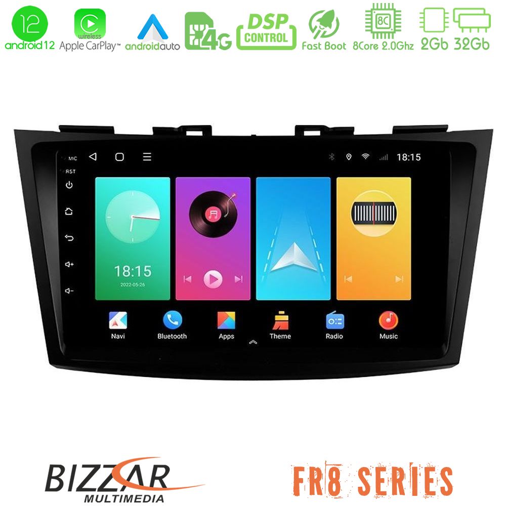 Bizzar FR8 Series Suzuki Swift 2011-2016 8core Android12 2+32GB Navigation Multimedia Tablet 9" - U-FR8-SZ523
