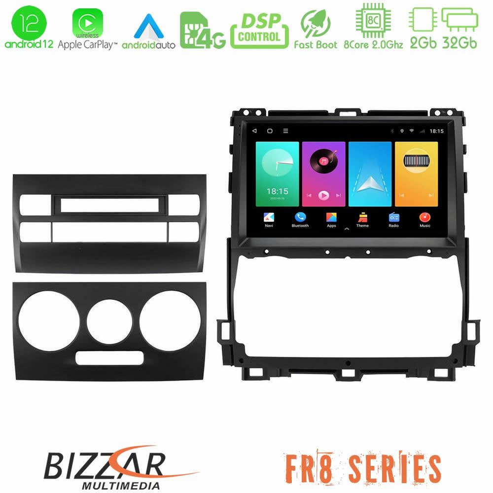 Bizzar FR8 Series Toyota Land Cruiser J120 2002-2009 8Core Android12 2+32GB Navigation Multimedia Tablet 9" - U-FR8-TY0451