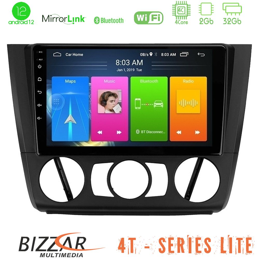 Bizzar 4T Series BMW 1Series E81/E82/E87/E88 (MANUAL A/C) 4Core Android12 2+32GB Navigation Multimedia Tablet 9" - U-LVB-BM1011