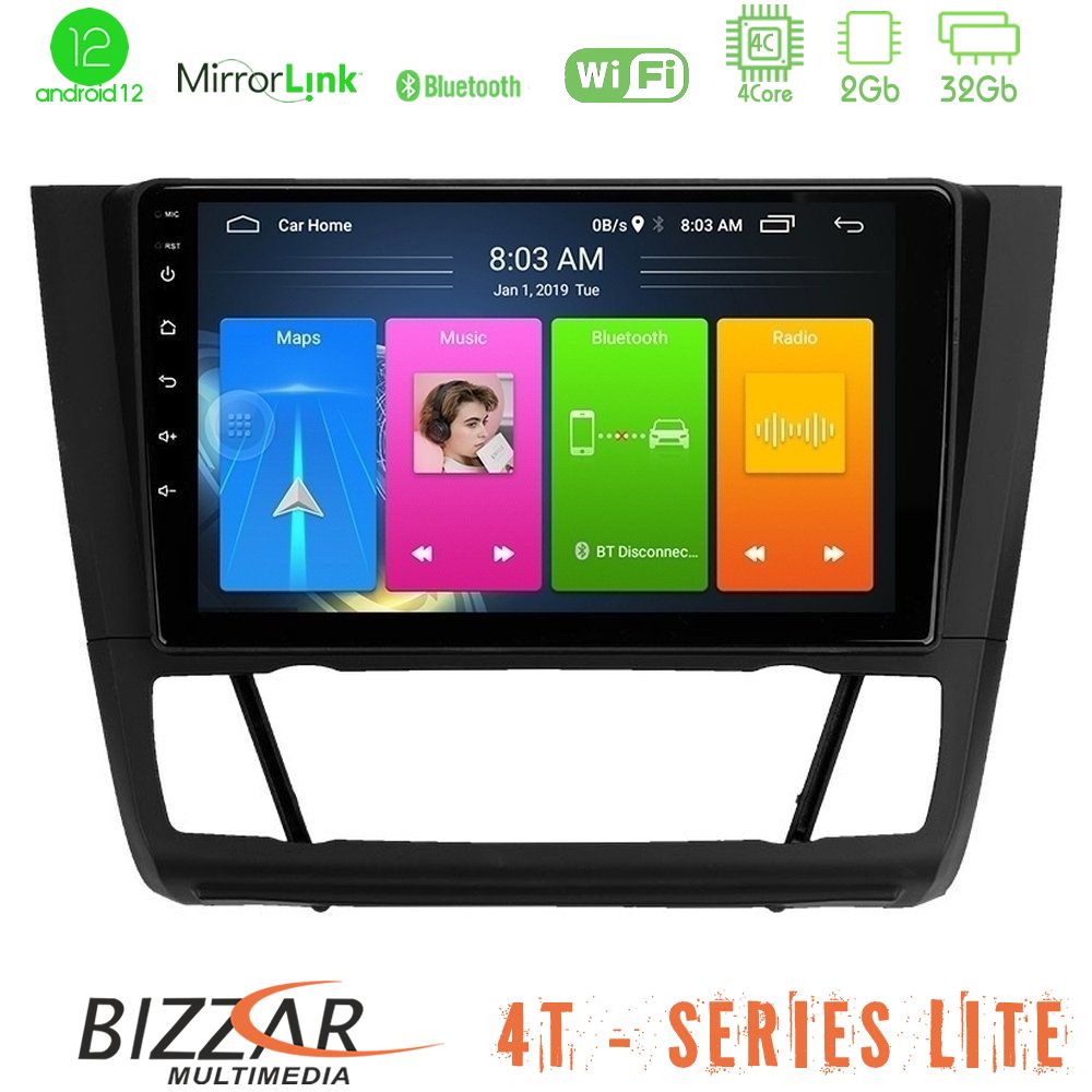 Bizzar 4T Series BMW 1Series E81/E82/E87/E88 (AUTO A/C) 4Core Android12 2+32GB Navigation Multimedia Tablet 9" - U-LVB-BM1012