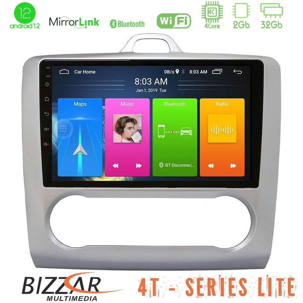 Bizzar 4T Series Ford Focus Auto AC 4Core Android12 2+32GB Navigation Multimedia Tablet 9" - U-LVB-FD0041A