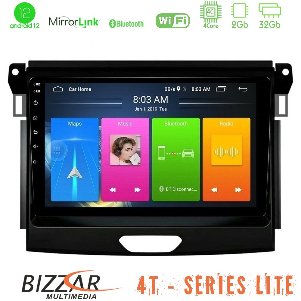 Bizzar 4T Series Ford Ranger 2017-2022 4Core Android12 2+32GB Navigation Multimedia Tablet 9" - U-LVB-FD0617