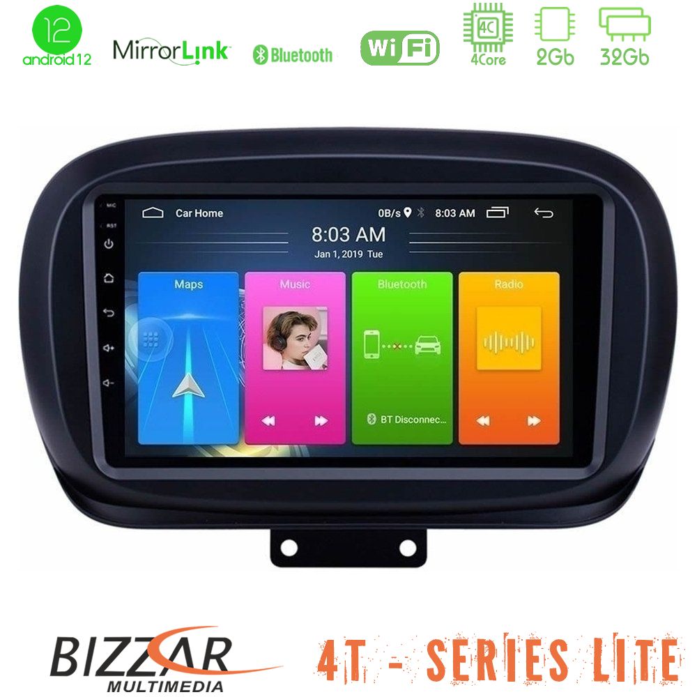Bizzar 4T Series Fiat 500X 4Core Android12 2+32GB Navigation Multimedia Tablet 9" - U-LVB-FT230