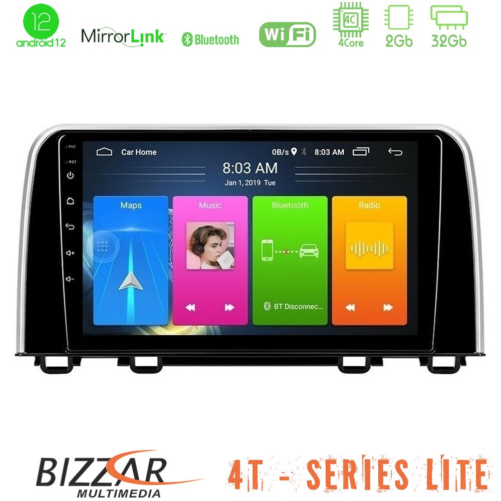 Bizzar 4T Series Honda CR-V 2019->4Core Android12 2+32GB Navigation Multimedia Tablet 10" - U-LVB-HD0160