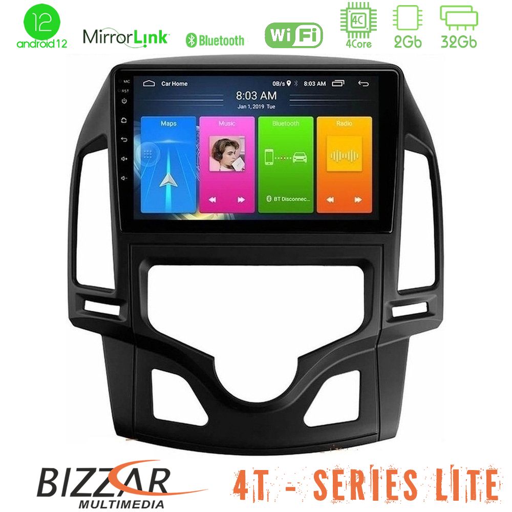 Bizzar 4T Series Hyundai i30 2007-2012 Auto A/C 4Core Android12 2+32GB Navigation Multimedia Tablet 9" - U-LVB-HY0800