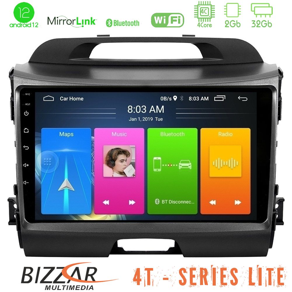 Bizzar 4T Series Kia Sportage 4Core Android12 2+32GB Navigation Multimedia Tablet 9" - U-LVB-KI0034