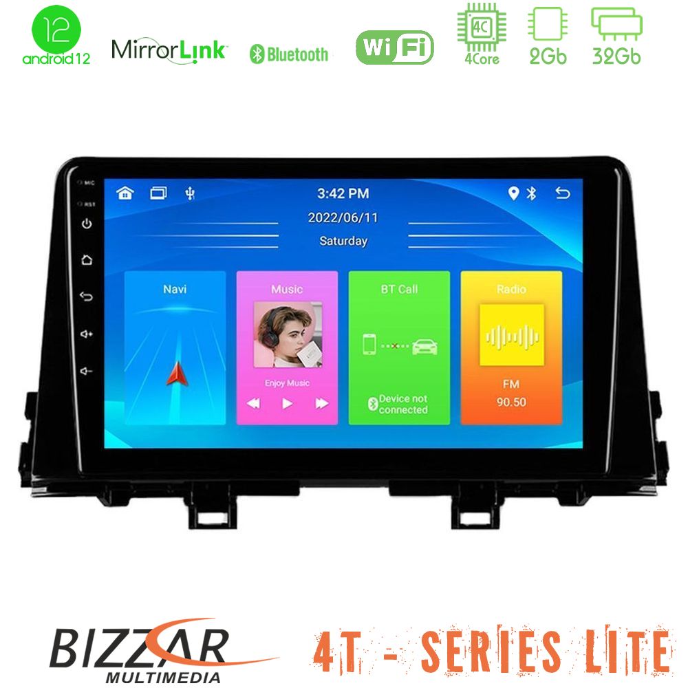 Bizzar 4T Series Kia Picanto 2017-2021 4Core Android12 2+32GB Navigation Multimedia Tablet 9" - U-LVB-KI0756