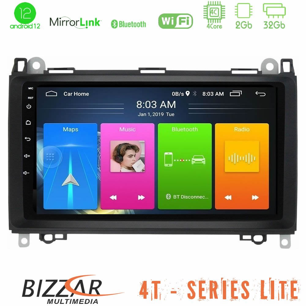 Bizzar 4T Series Mercedes A/B/Vito/Sprinter Class 4Core Android12 2+32GB Navigation Multimedia Tablet 9" - U-LVB-MB0759