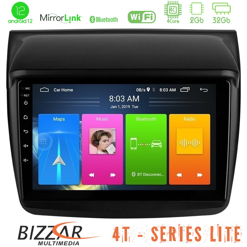 Bizzar 4T Series Mitsubishi L200 4Core Android12 2+32GB Navigation Multimedia Tablet 9" - U-LVB-MT0314