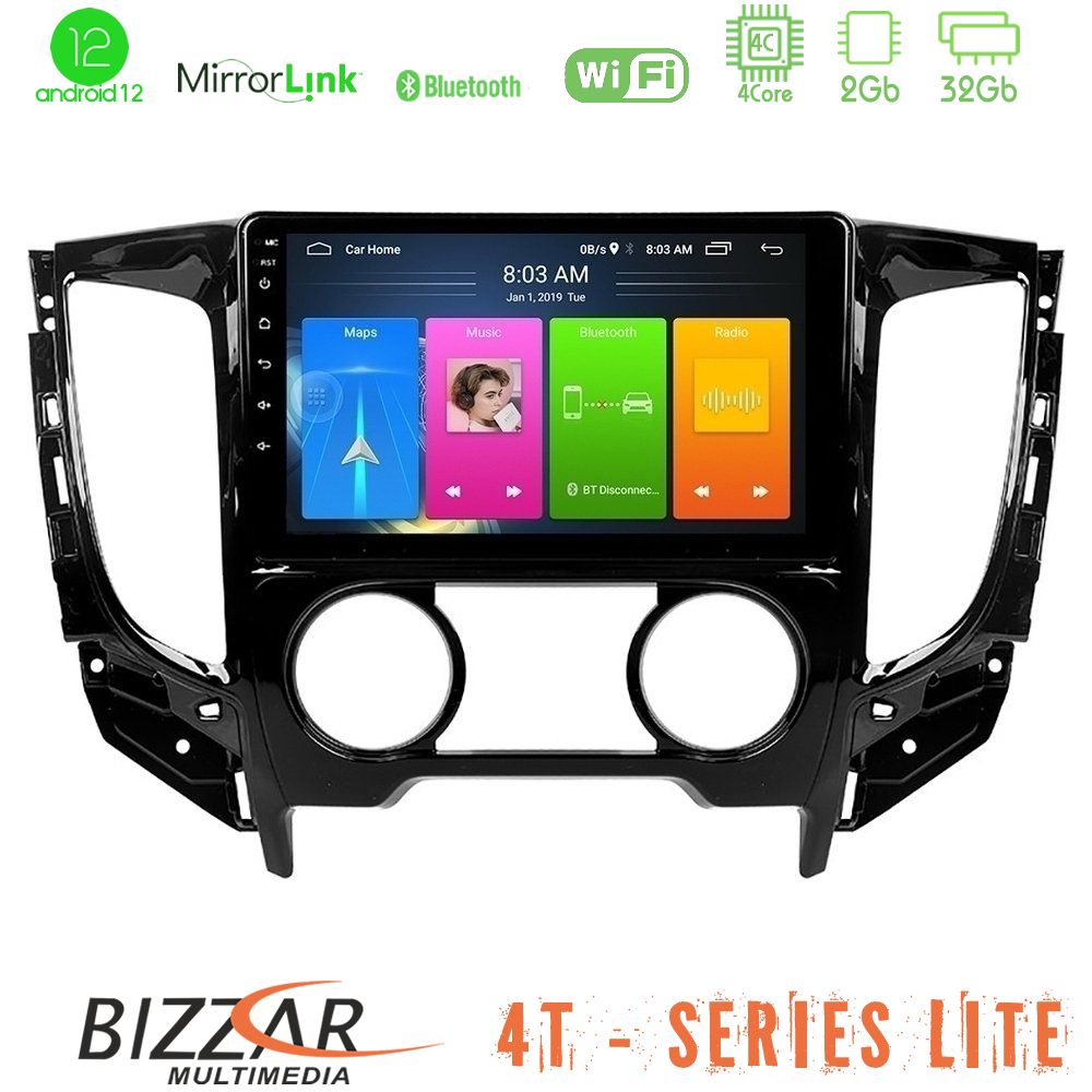 Bizzar 4T Series Mitsubishi L200 2016-> & Fiat Fullback (Manual A/C) 4Core Android12 2+32GB Navigation Multimedia Tablet 9" - U-LVB-MT0620