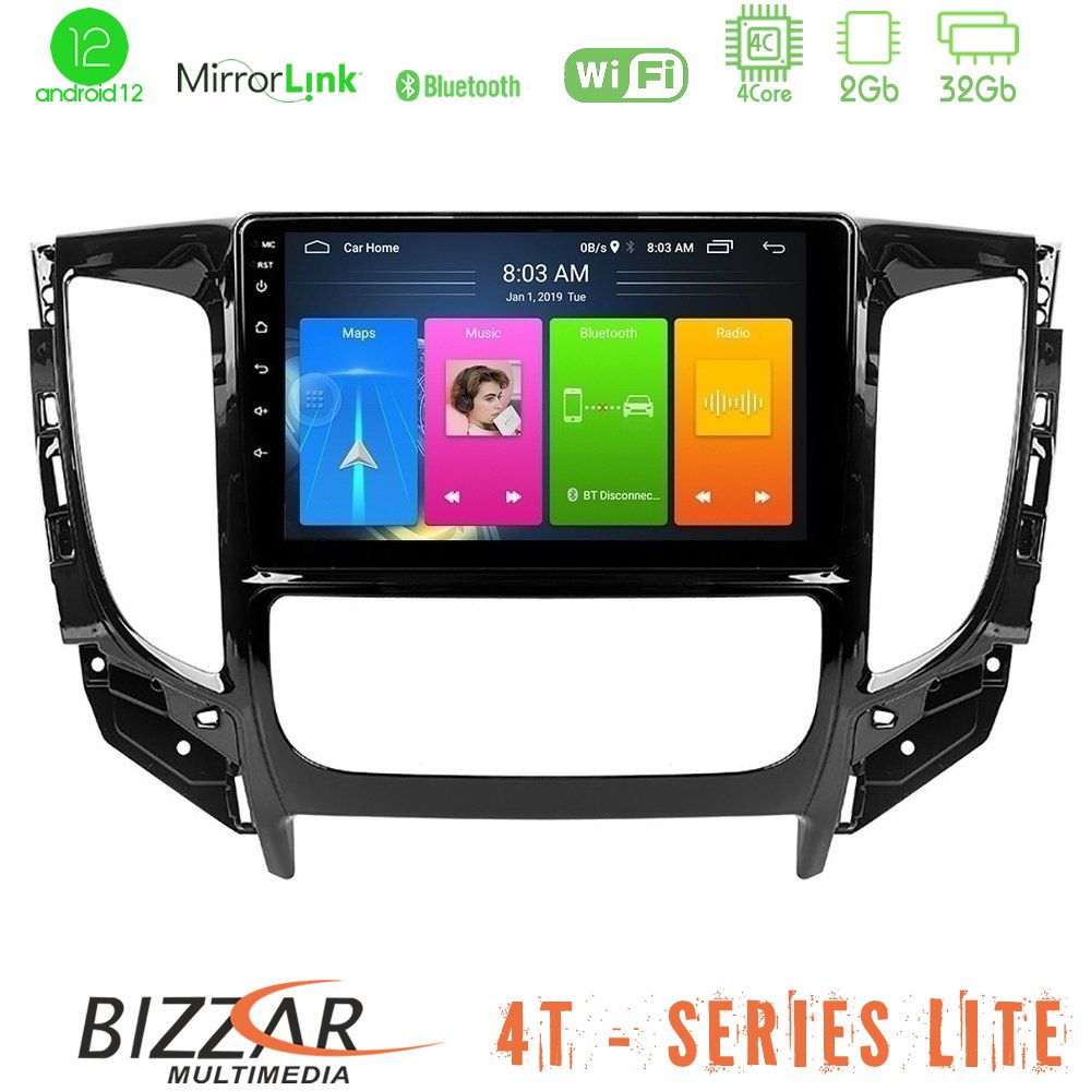 Bizzar 4T Series Mitsubishi L200 2016-> & Fiat Fullback (Auto A/C) 4Core Android12 2+32GB Navigation Multimedia Tablet 9" - U-LVB-MT0719