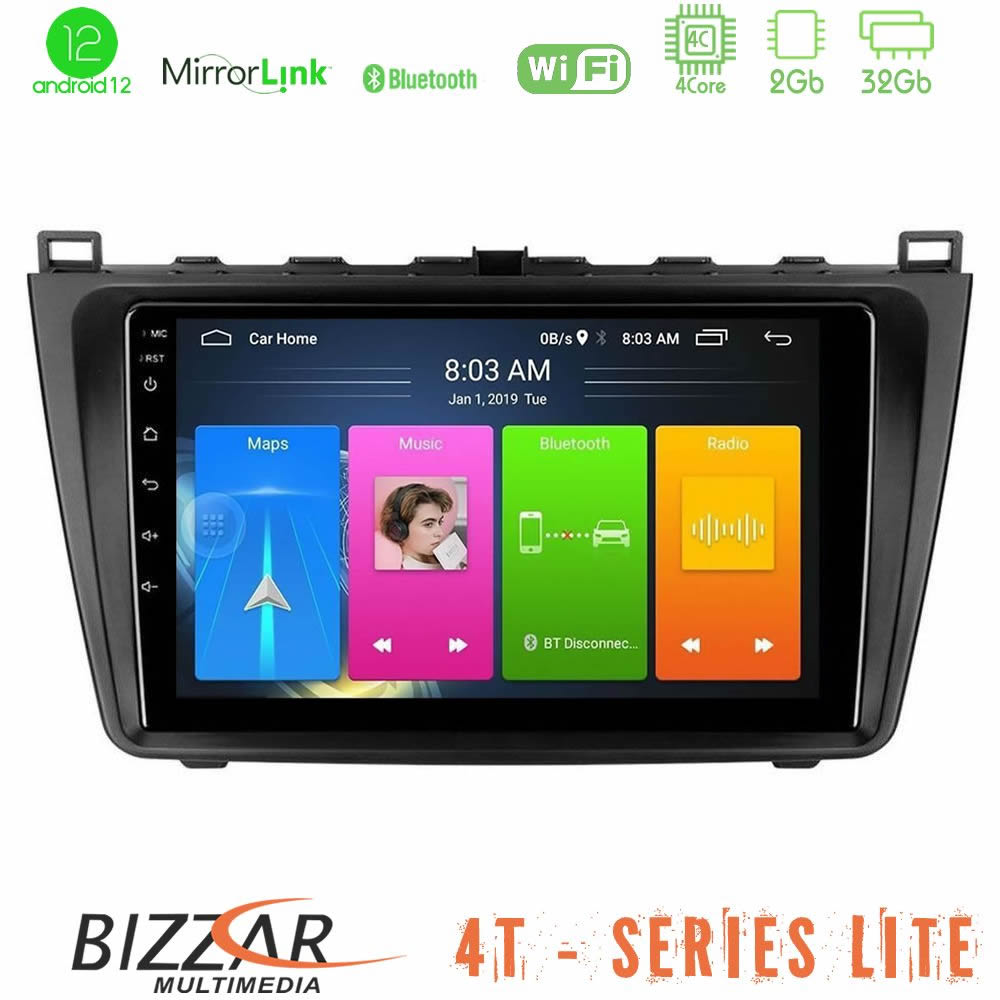 Bizzar 4T Series Mazda 6 2008-2012 4core Android12 2+32GB Navigation Multimedia Tablet 9" - U-LVB-MZ0233