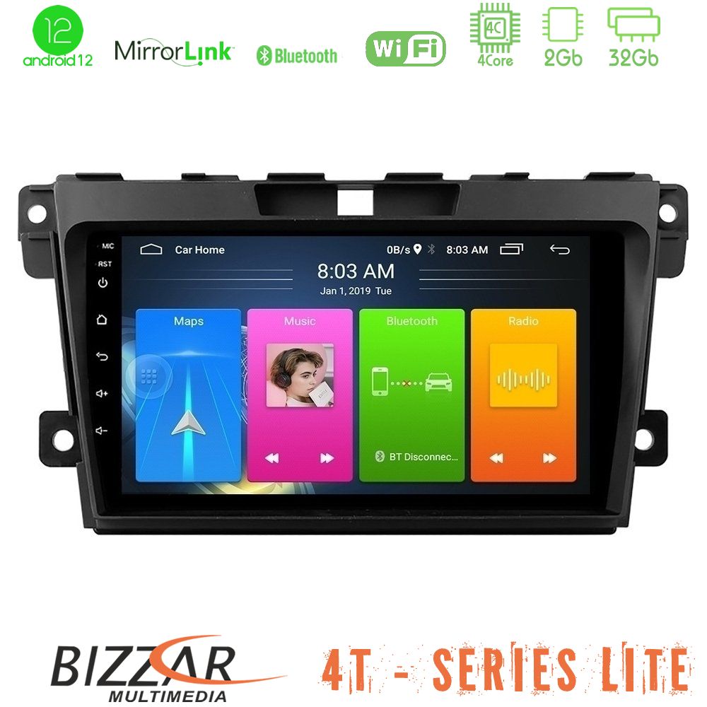 Bizzar 4T Series Mazda CX-7 2007-2011 4Core Android12 2+32GB Navigation Multimedia Tablet 9" - U-LVB-MZ968