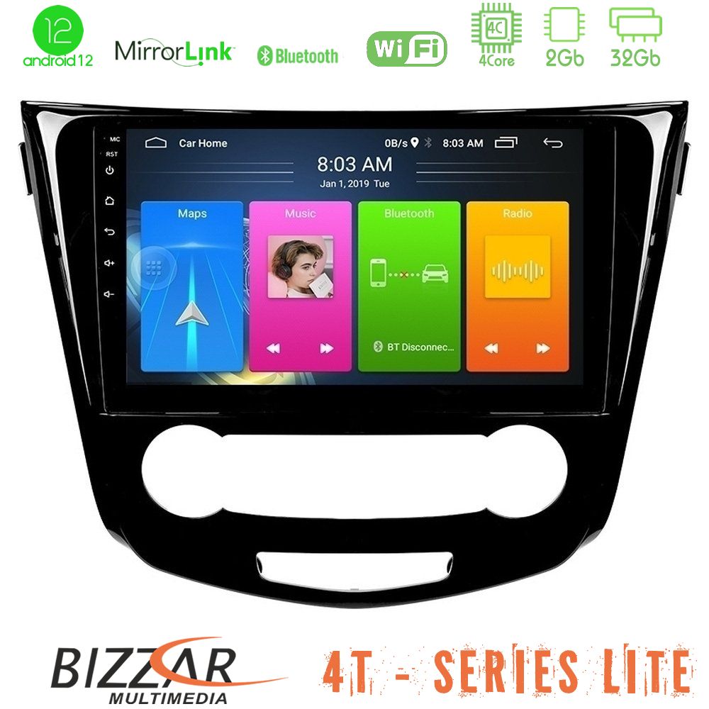 Bizzar 4T Series Nissan Qashqai J11 (Manual A/C) 4Core Android12 2+32GB Navigation Multimedia Tablet 10" - U-LVB-NS0004M