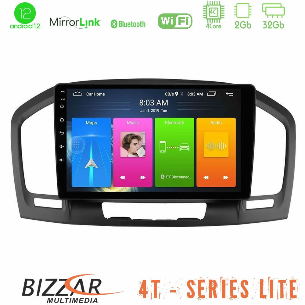 Bizzar 4T Series Opel Insignia 2008-2013 4core Android12 2+32GB Navigation Multimedia Tablet 9" - U-LVB-OP0462