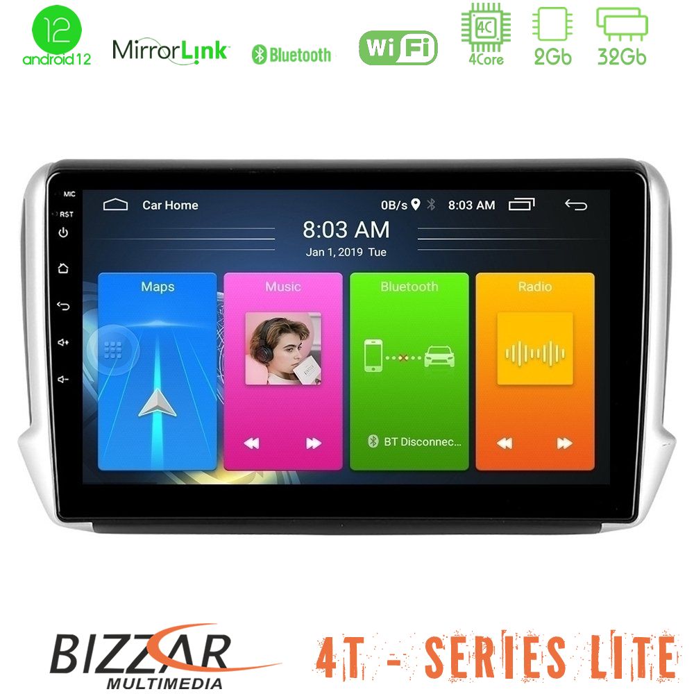 Bizzar 4T Series Peugeot 208/2008 4Core Android12 2+32GB Navigation Multimedia Tablet 10" - U-LVB-PG0164
