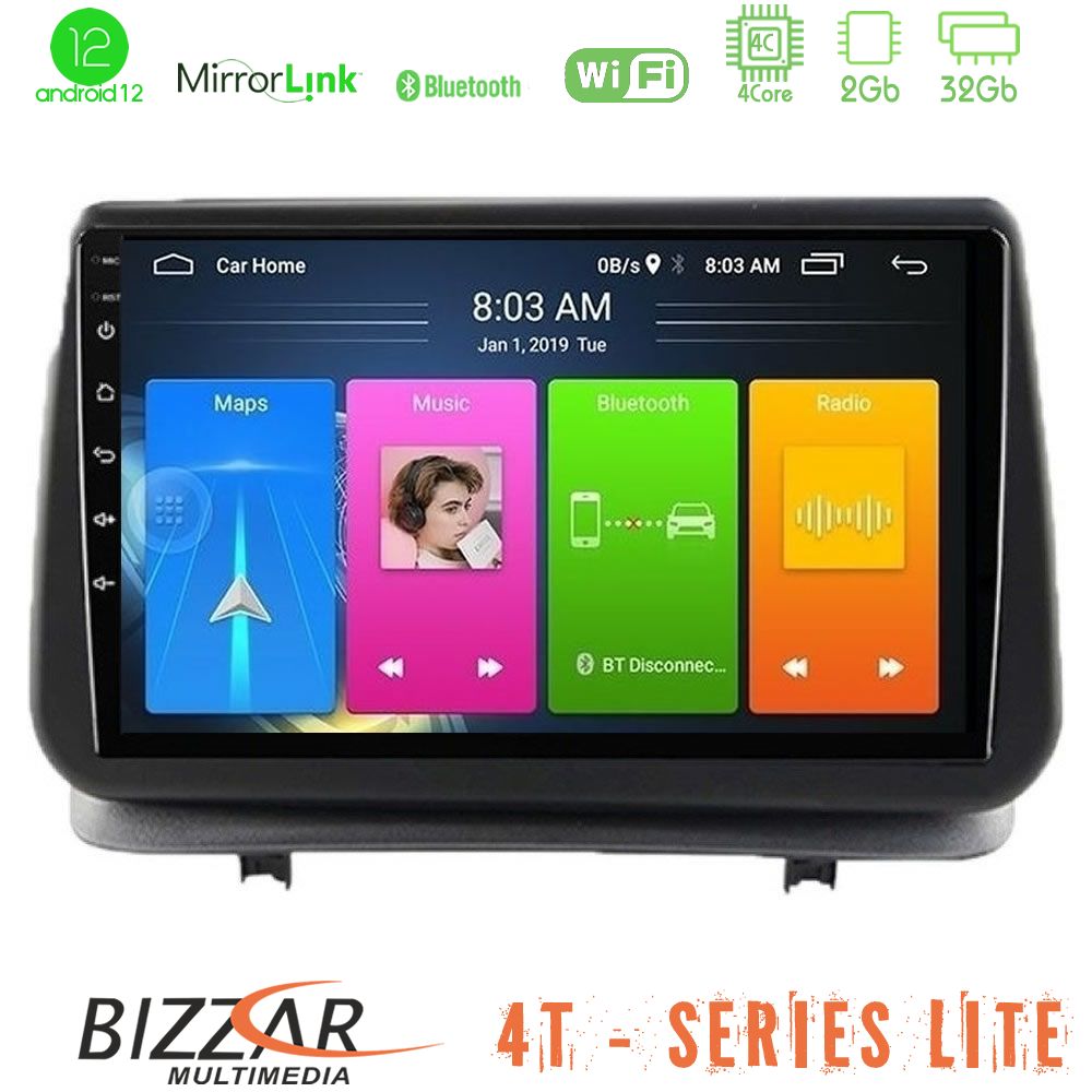 Bizzar 4T Series Renault Clio 2005-2012 4Core Android12 2+32GB Navigation Multimedia Tablet 9" - U-LVB-RN0003