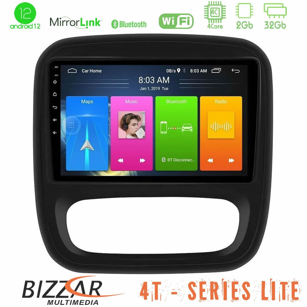 Bizzar 4T Series Renault/Nissan/Opel/Fiat 4core Android12 2+32GB Navigation Multimedia Tablet 9" - U-LVB-RN1102