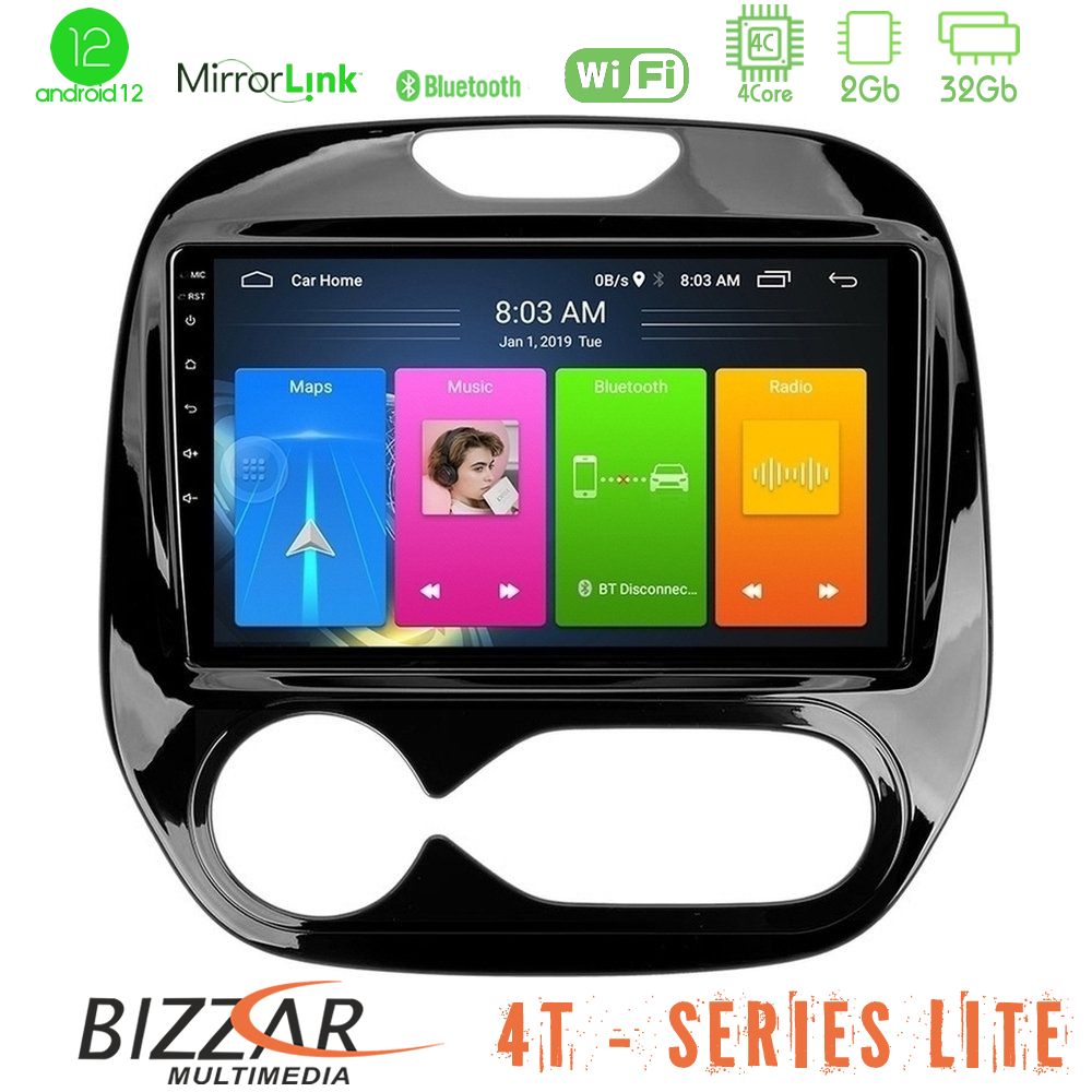 Bizzar 4T Series Renault Captur 2013-2019 (Auto AC) 4Core Android12 2+32GB Navigation Multimedia Tablet 9" - U-LVB-RN748A