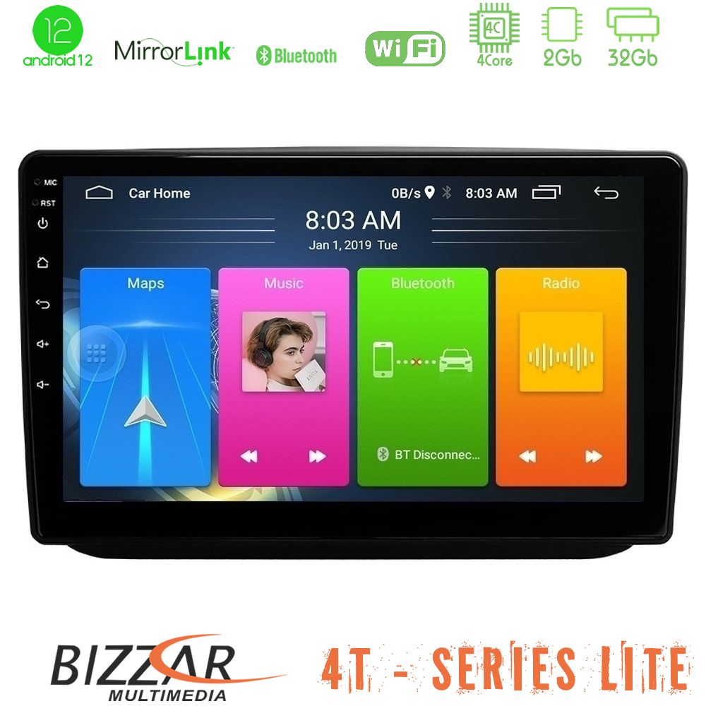 Bizzar 4T Series Skoda Fabia 2007-2014 4Core Android12 2+32GB Navigation Multimedia Tablet 10" - U-LVB-SK0486