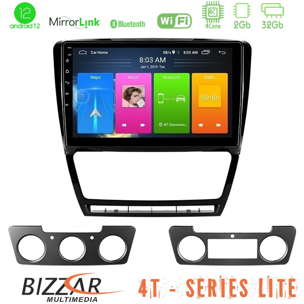 Bizzar 4T Series Skoda Octavia 5 4Core Android12 2+32GB Navigation Multimedia Tablet 10" - U-LVB-SK229B