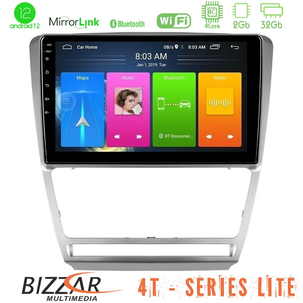 Bizzar 4T Series Skoda Octavia 5 4Core Android12 2+32GB Navigation Multimedia Tablet 10" - U-LVB-SK229S