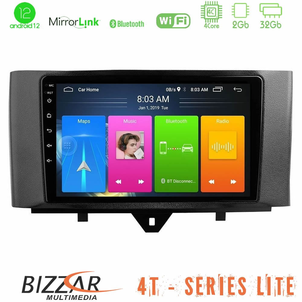 Bizzar 4T Series Smart 451 Facelift 4Core Android12 2+32GB Navigation Multimedia Tablet 9" - U-LVB-SM0831