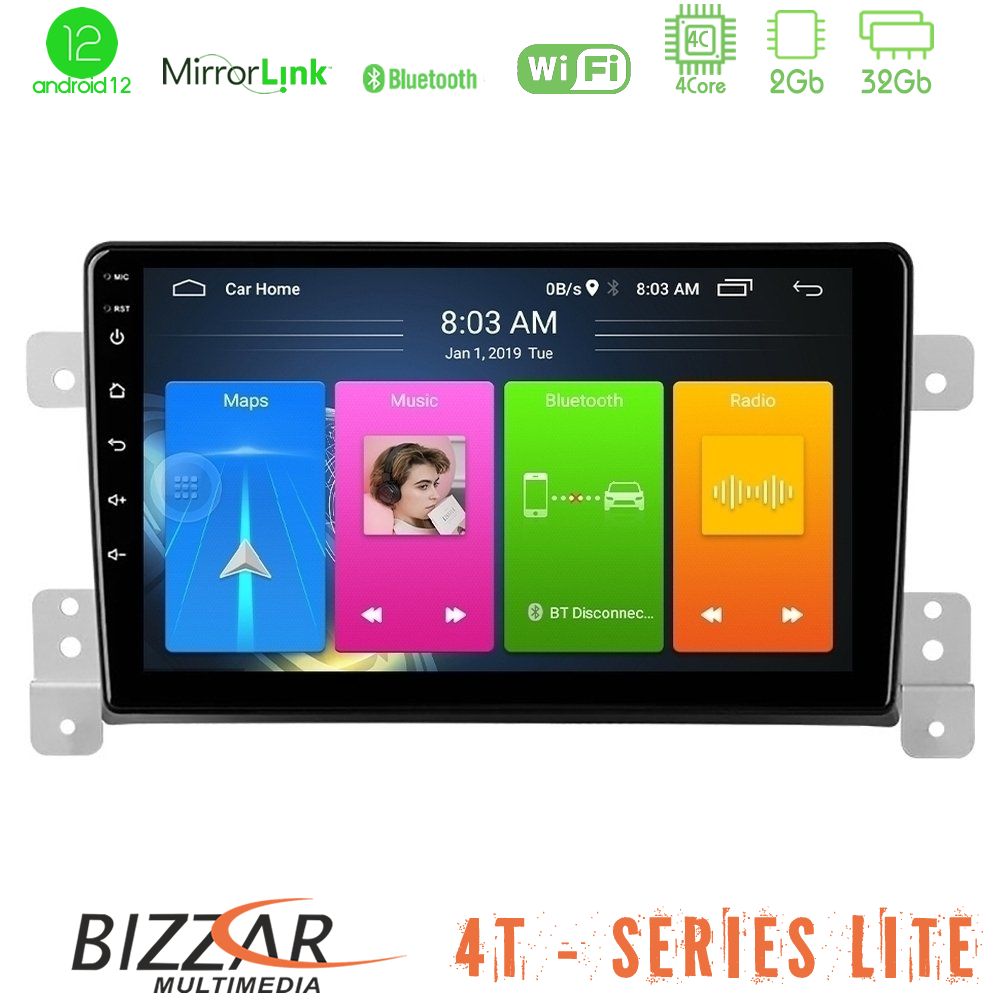 Bizzar 4T Series Suzuki Grand Vitara 4Core Android12 2+32GB Navigation Multimedia Tablet 9" - U-LVB-SZ0630