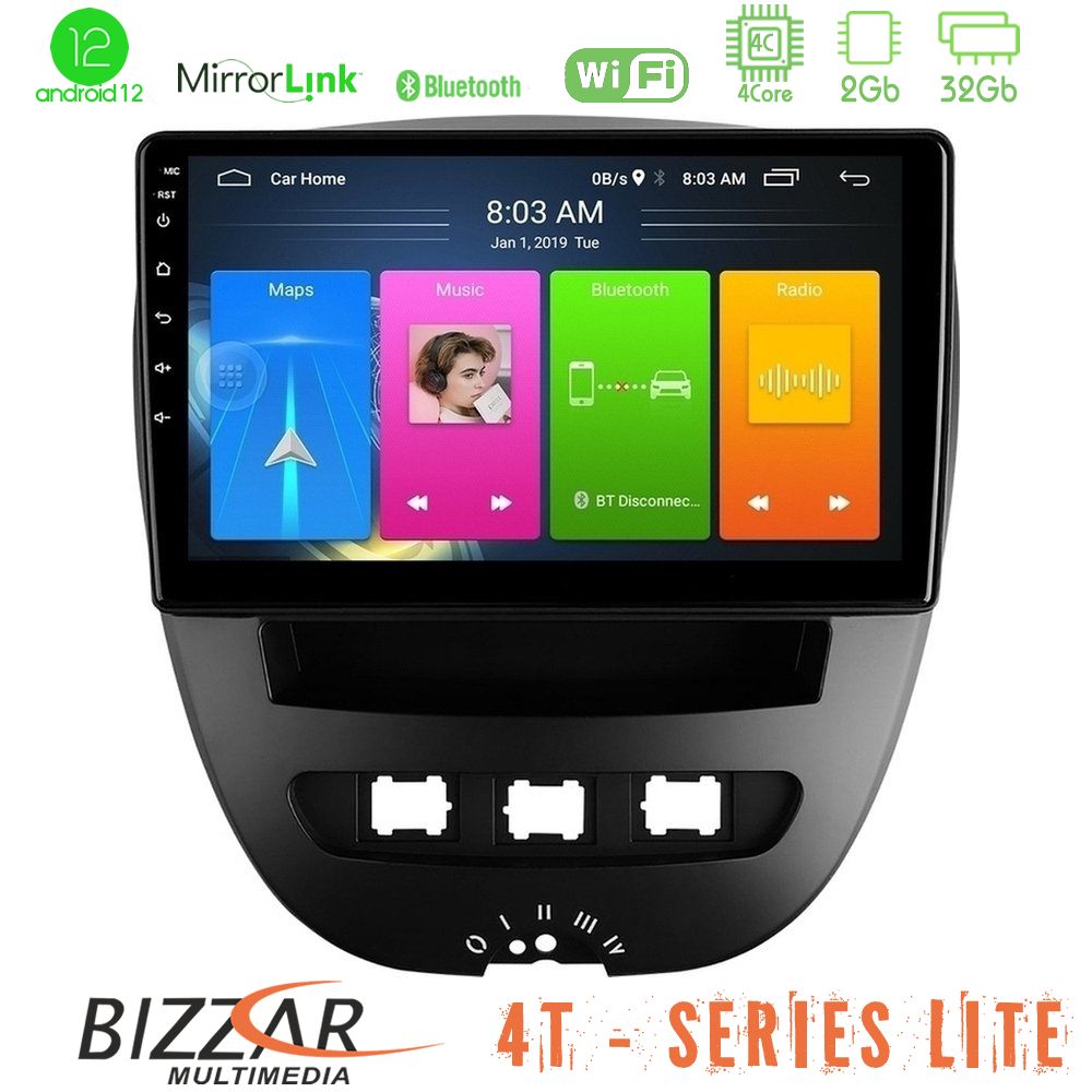 Bizzar 4T Series Toyota Aygo/Citroen C1/Peugeot 107 4Core Android12 2+32GB Navigation Multimedia Tablet 10" - U-LVB-TY0866