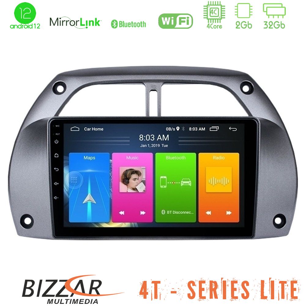 Bizzar 4T Series Toyota RAV4 2001 - 2006 4Core Android12 2+32GB Navigation Multimedia Tablet 9" - U-LVB-TY0953