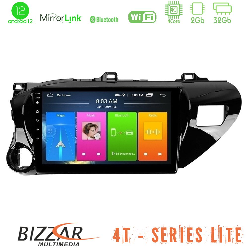 Bizzar 4T Series Toyota Hilux 2017-2021 4Core Android12 2+32GB Navigation Multimedia Tablet 10" - U-LVB-TY600