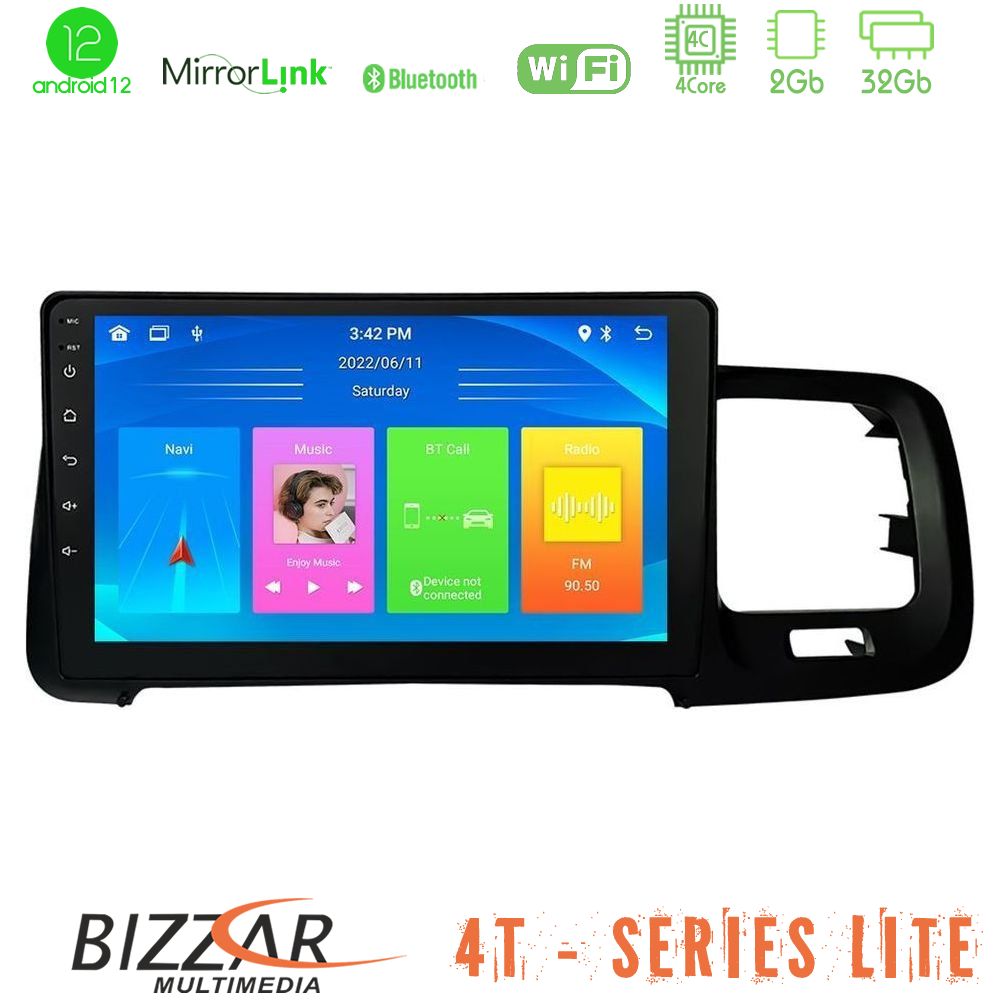 Bizzar 4T Series Volvo S60 2010-2018 4Core Android12 2+32GB Navigation Multimedia Tablet 9" - U-LVB-VL0467