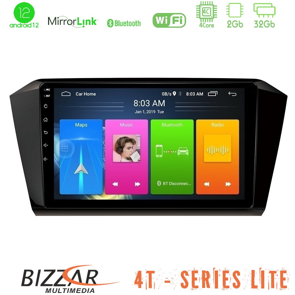 Bizzar 4T Series VW Passat 4Core Android12 2+32GB Navigation Multimedia Tablet 10" - U-LVB-VW0055