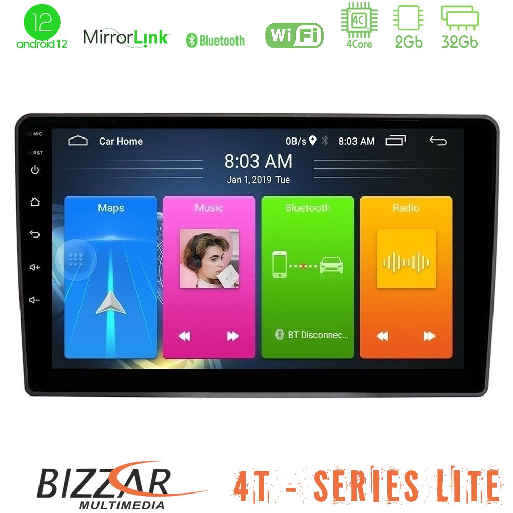 Bizzar 4T Series VW Passat 4Core Android12 2+32GB Navigation Multimedia Tablet 9" - U-LVB-VW095N