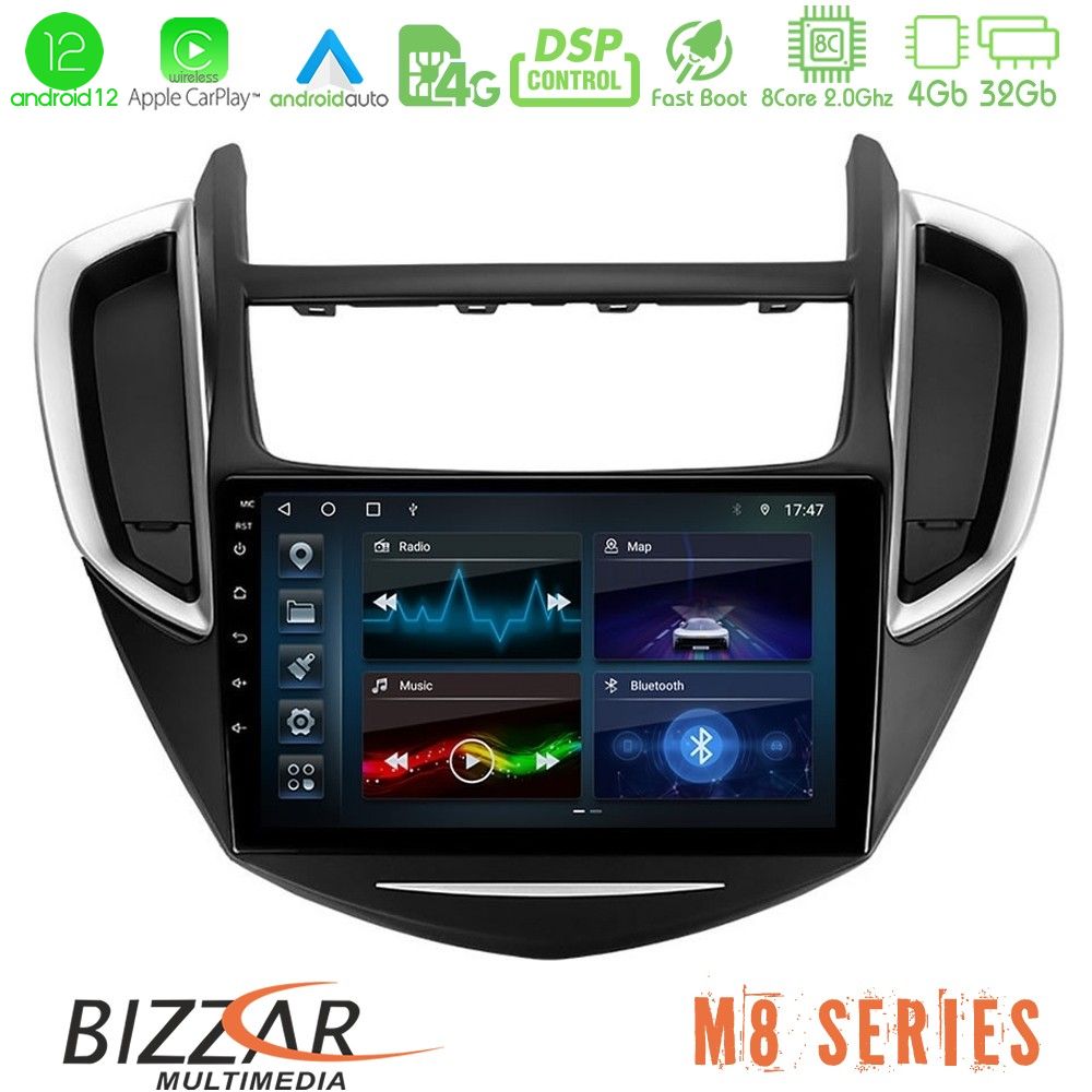 Bizzar M8 Series Chevrolet Trax 2013-2020 8core Android12 4+32GB Navigation Multimedia Tablet 9" - U-M8-CV0053