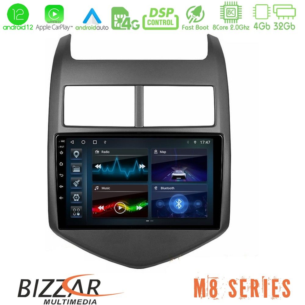 Bizzar M8 Series Chevrolet Aveo 2011-2017 8core Android12 4+32GB Navigation Multimedia Tablet 9" - U-M8-CV0243