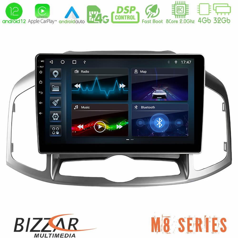 Bizzar M8 Series Chevrolet Captiva 2012-2016 8Core Android12 4+32GB Navigation Multimedia Tablet 9" - U-M8-CV0703