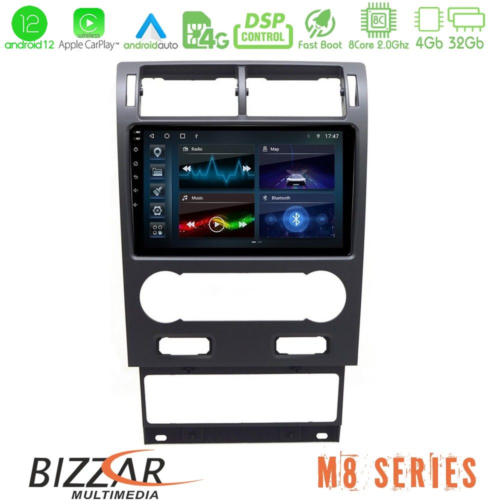 Bizzar M8 Series Ford Mondeo 2004-2007 8core Android12 4+32GB Navigation Multimedia Tablet 9" - U-M8-FD1064