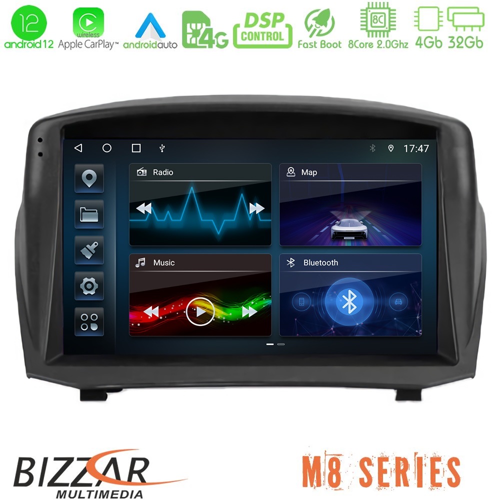 Bizzar M8 Series Ford Fiesta 2008-2012 8core Android12 4+32GB Navigation Multimedia Tablet 9" (Oem Style) - U-M8-FD1451