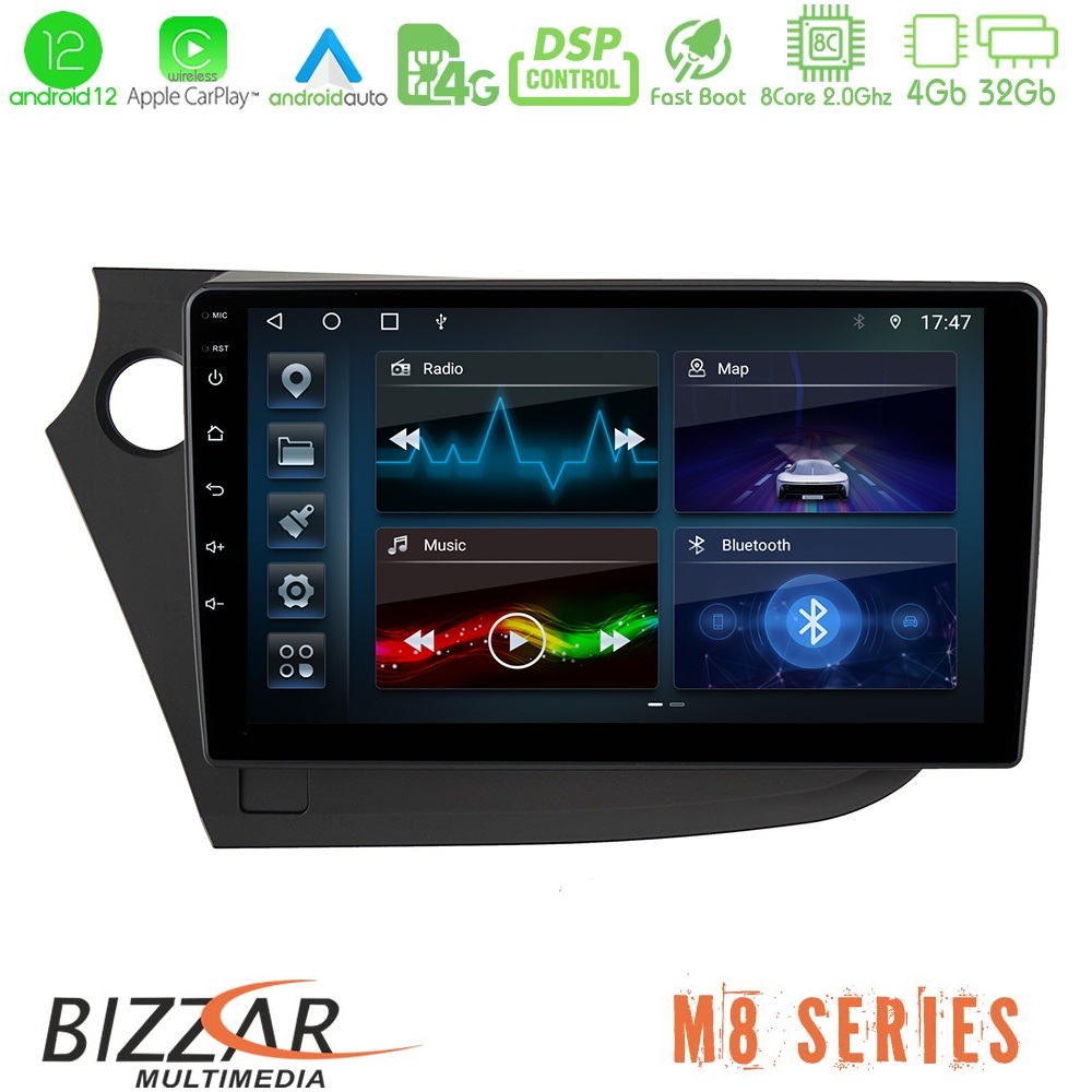 Bizzar M8 Series Honda Insight 2009-2015 8core Android12 4+32GB Navigation Multimedia Tablet 9" - U-M8-HD0821
