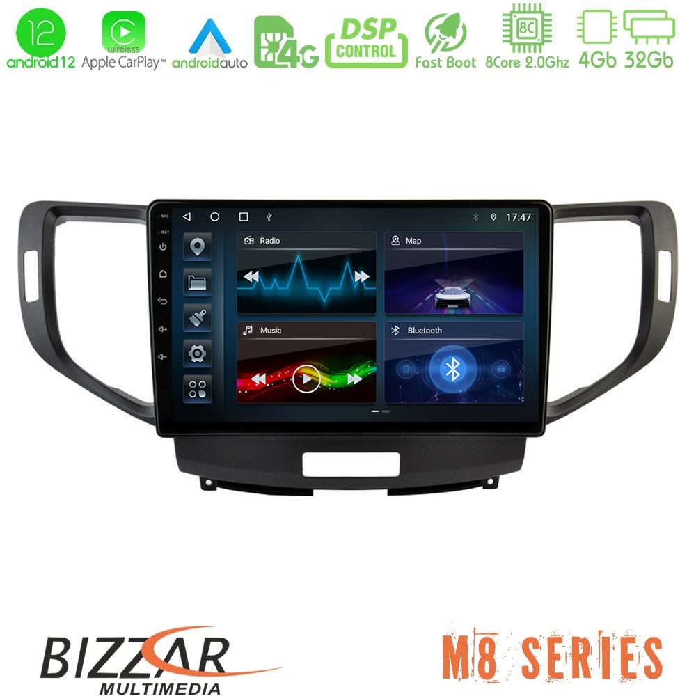 Bizzar M8 Series Honda Accord 2008-2015 8core Android12 4+32GB Navigation Multimedia Tablet 9" - U-M8-HD1013