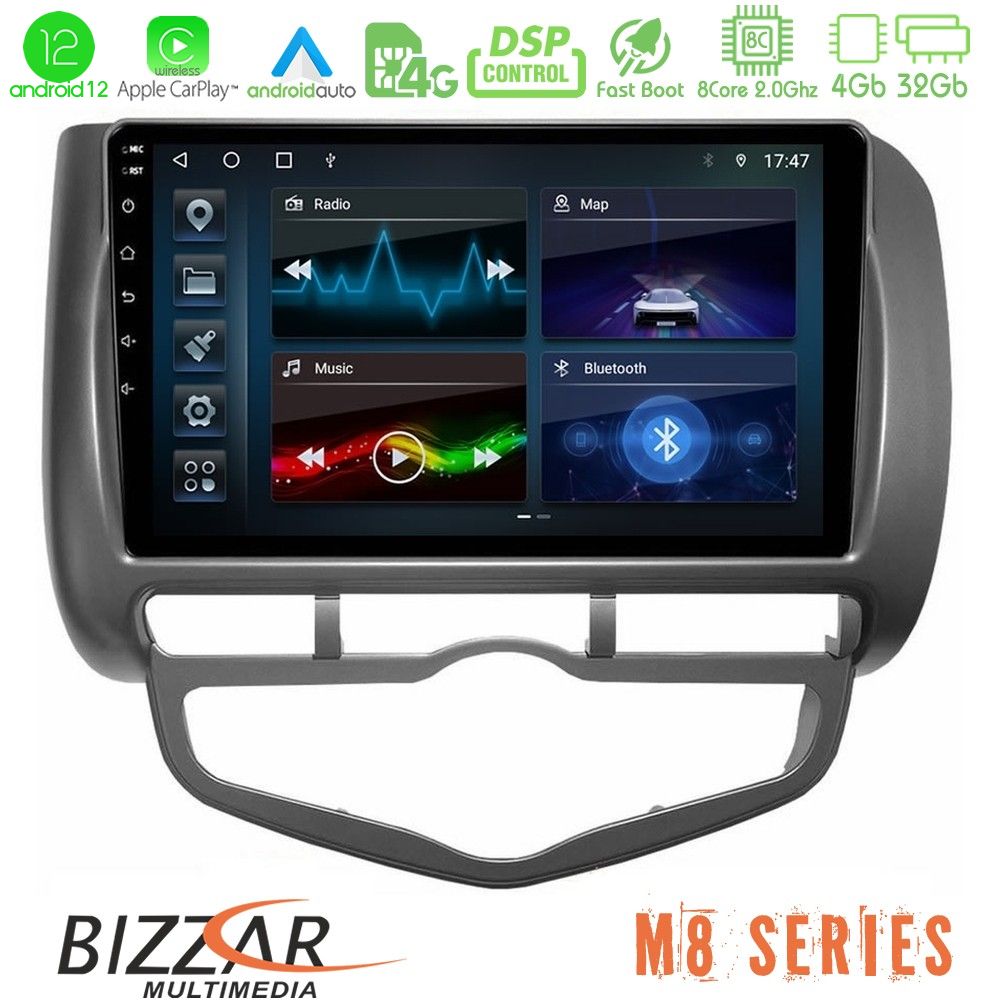 Bizzar M8 Series Honda Jazz 2002-2008 (Auto A/C) 8core Android12 4+32GB Navigation Multimedia Tablet 9" - U-M8-HD101N