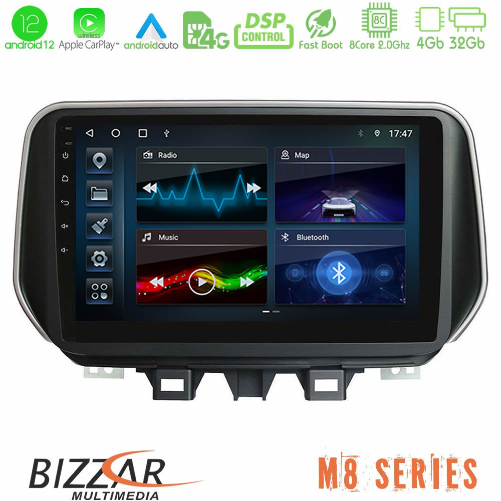 Bizzar M8 Series Hyundai Tucson 2019-> 8Core Android12 4+32GB Navigation Multimedia Tablet 9" - U-M8-HY0504