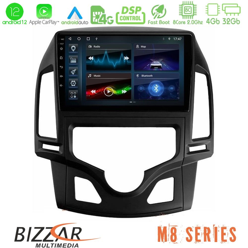 Bizzar M8 Series Hyundai i30 2007-2012 Auto A/C 8core Android12 4+32GB Navigation Multimedia Tablet 9" - U-M8-HY0800