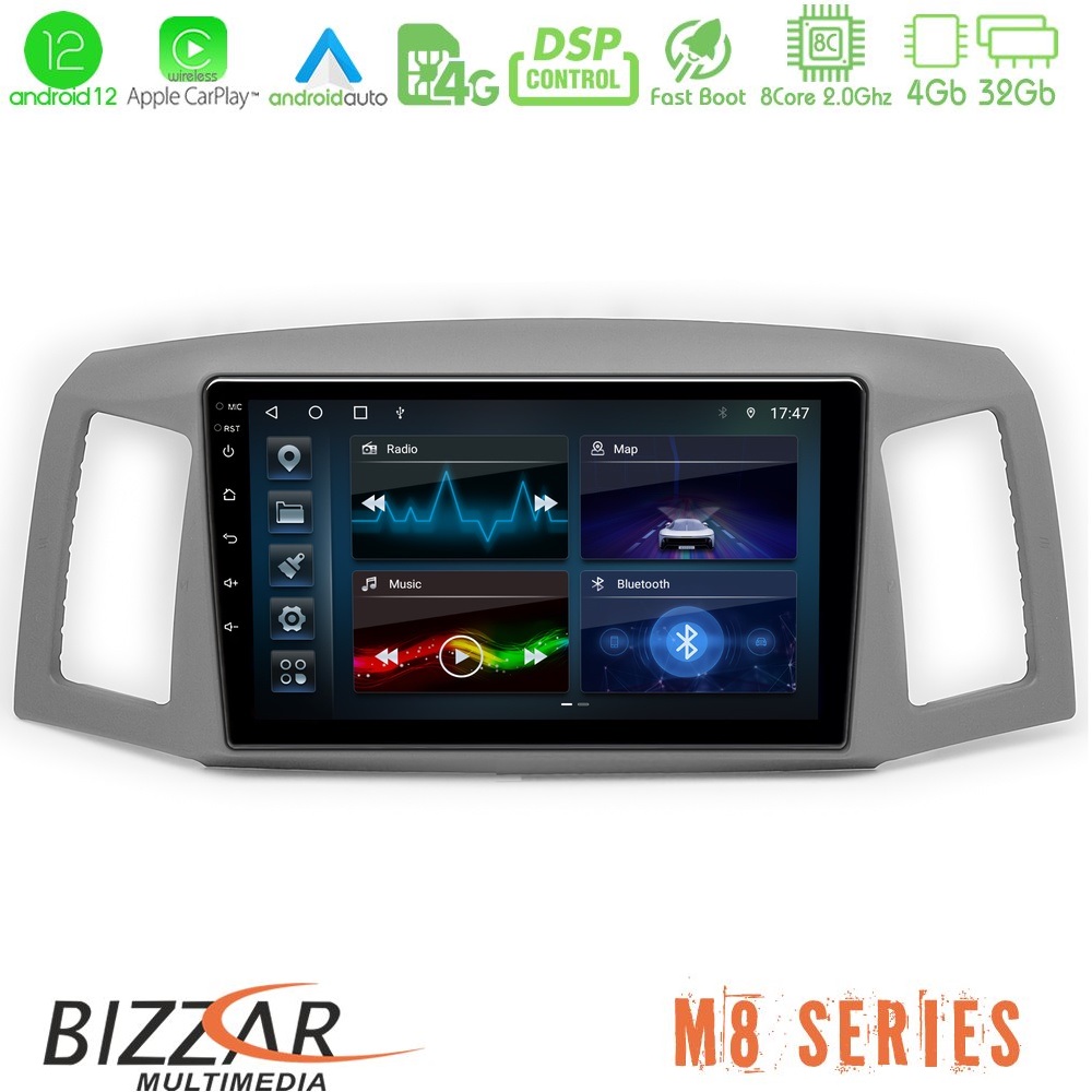 Bizzar M8 Series Jeep Grand Cherokee 2005-2007 8core Android12 4+32GB Navigation Multimedia Tablet 10" - U-M8-JP1152